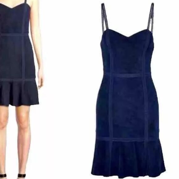 Alice + Olivia LAMBSKIN LEATHER DARK NAVY BLUE STUNNING - Picture 6 of 11